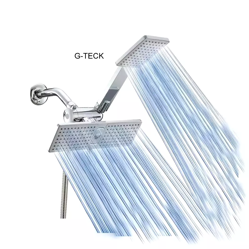 G-TECK Rectangular Double shower head with handheld