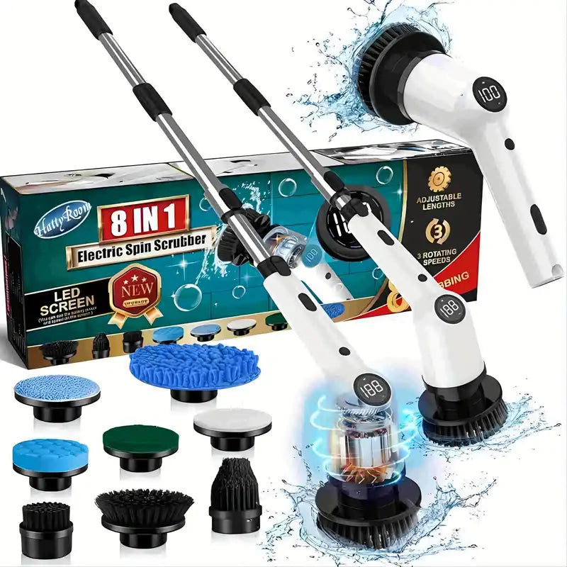 Wireless rechargeable cleaning spin scrubber