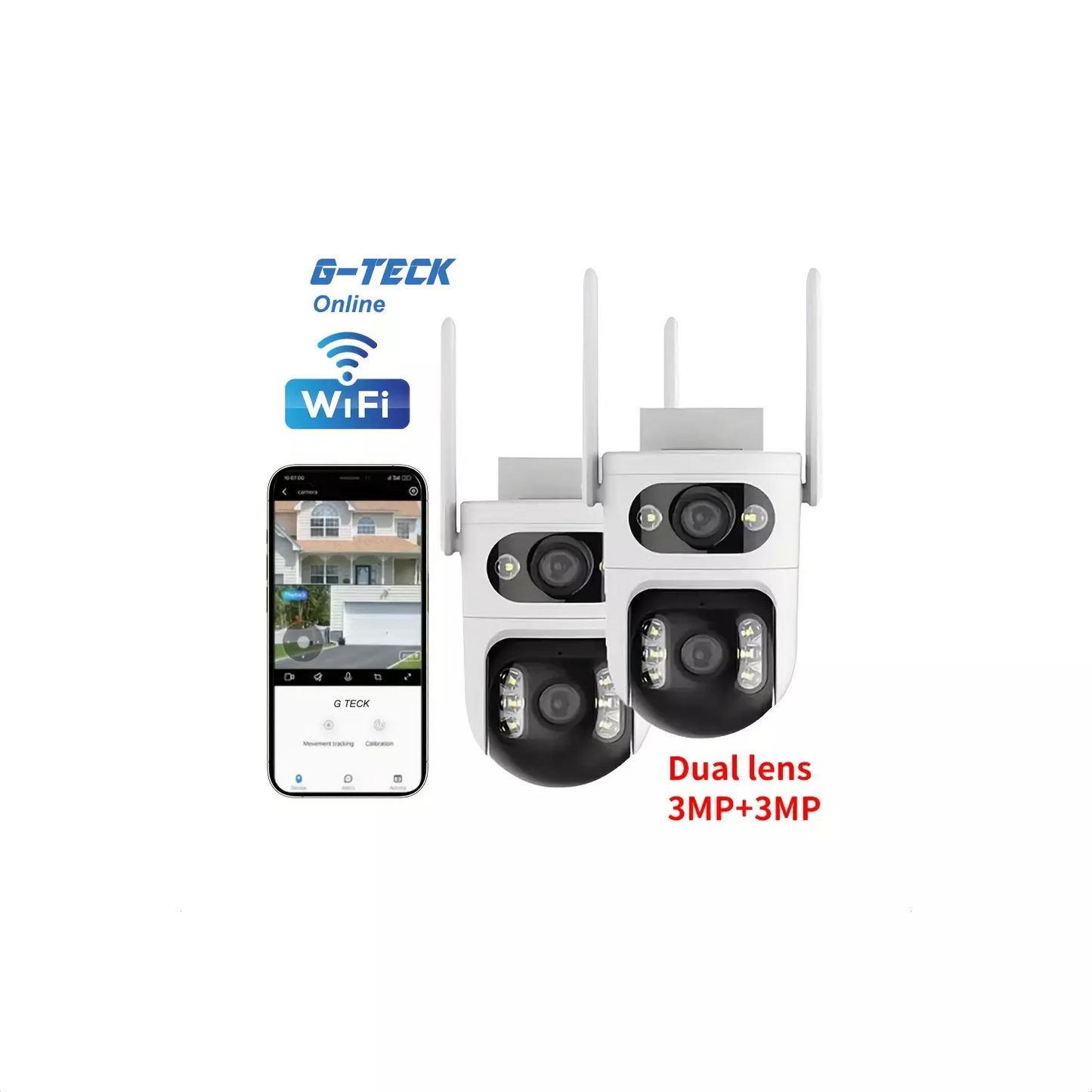1 pc Two-way audio and 2K HD Video dual lenses security smart camara