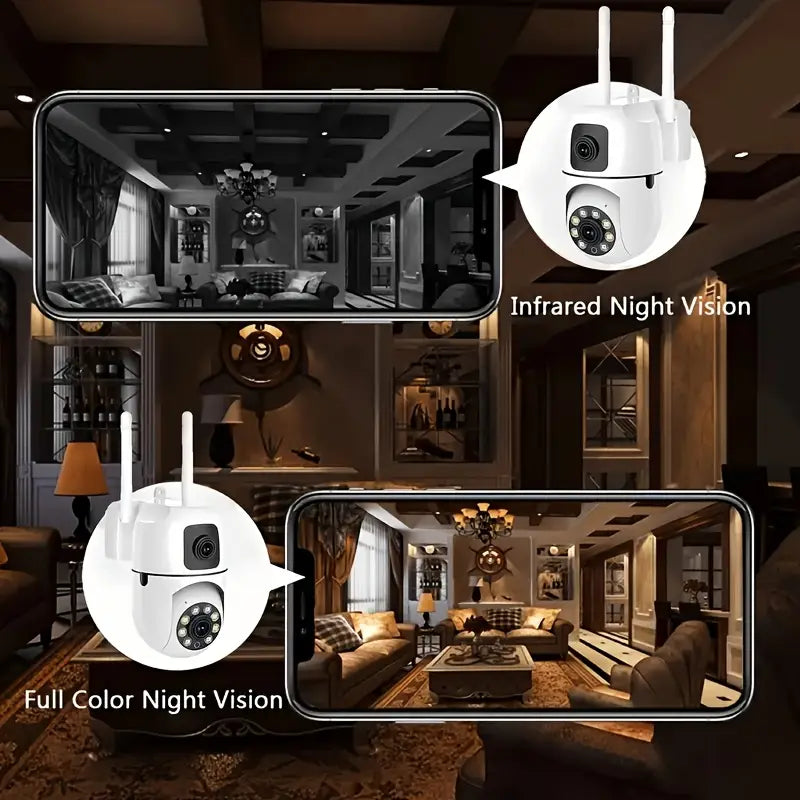 1 pc Two-way audio and 2K HD Video dual lenses security smart camara