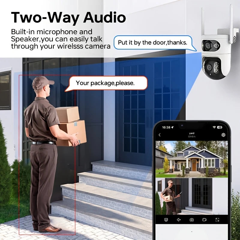 1 pc Two-way audio and 2K HD Video dual lenses security smart camara