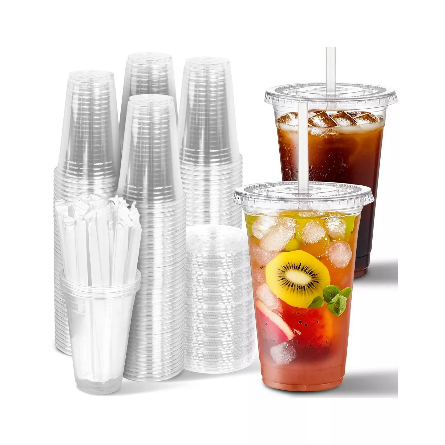Clear straw slot lids 14 to 24 oz clear cups