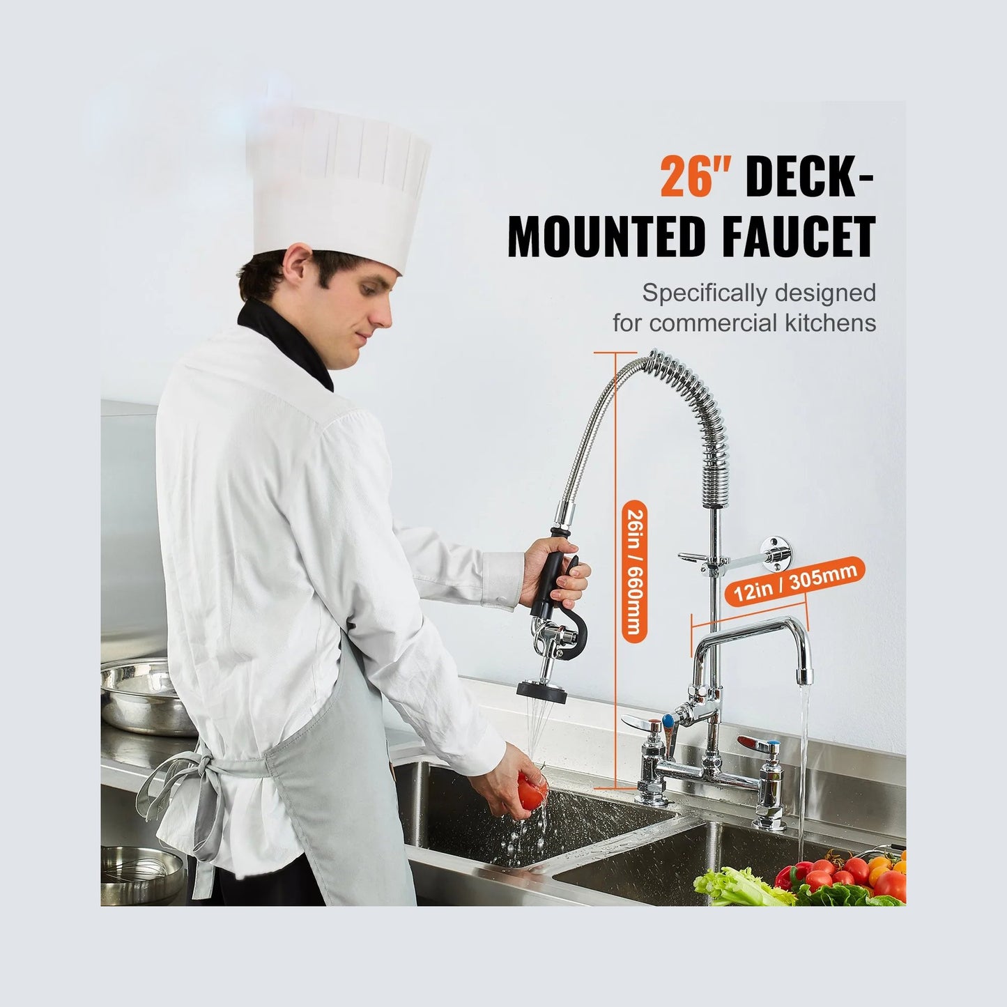 Wall mounted kitchen faucet for restaurant