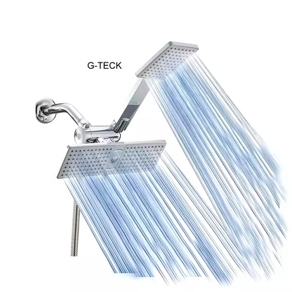 G-TECK Rectangular Double shower head with handheld