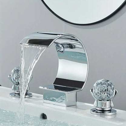 Waterfall faucet widespread cold hot water mixer