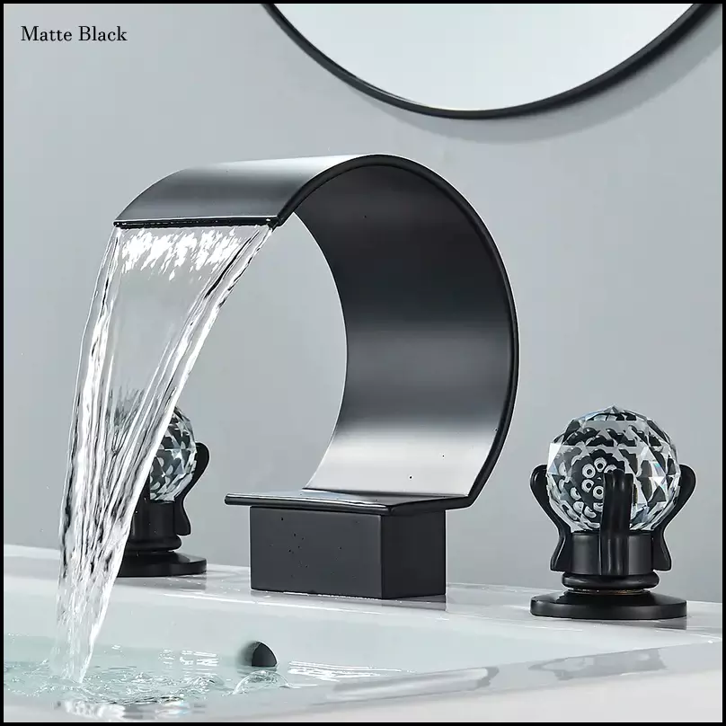 Waterfall faucet widespread cold hot water mixer