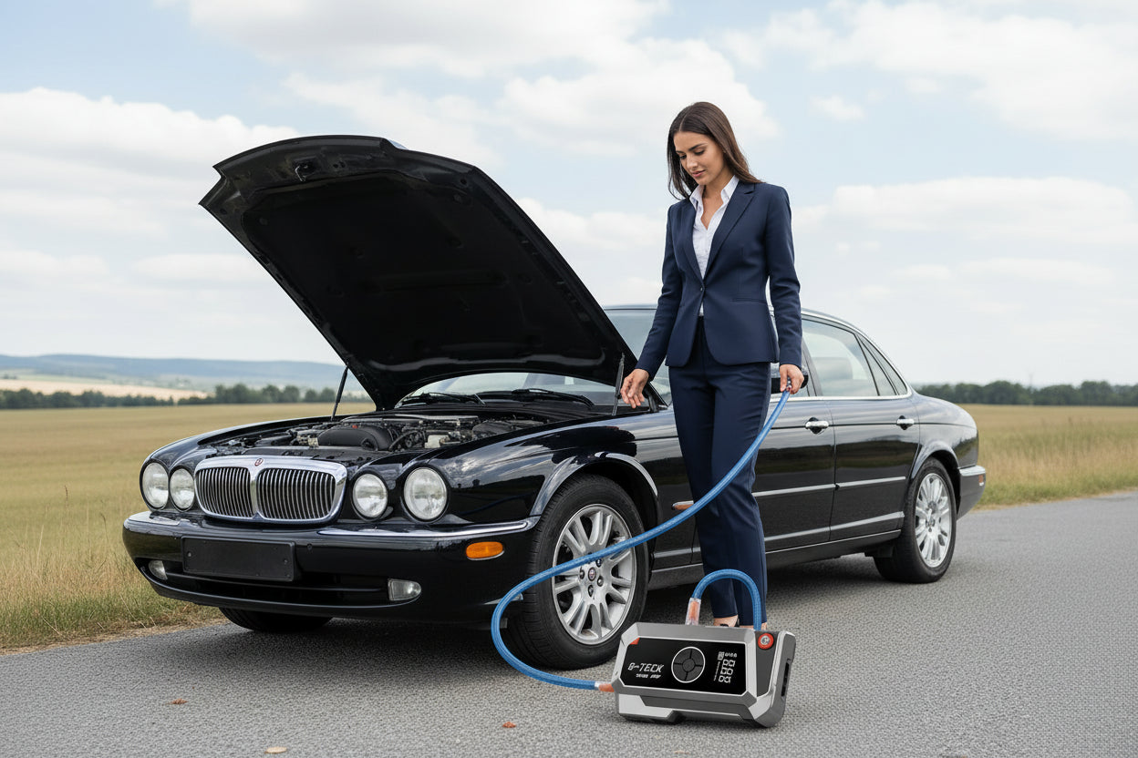 9000 AMP battery jumper with air compressor