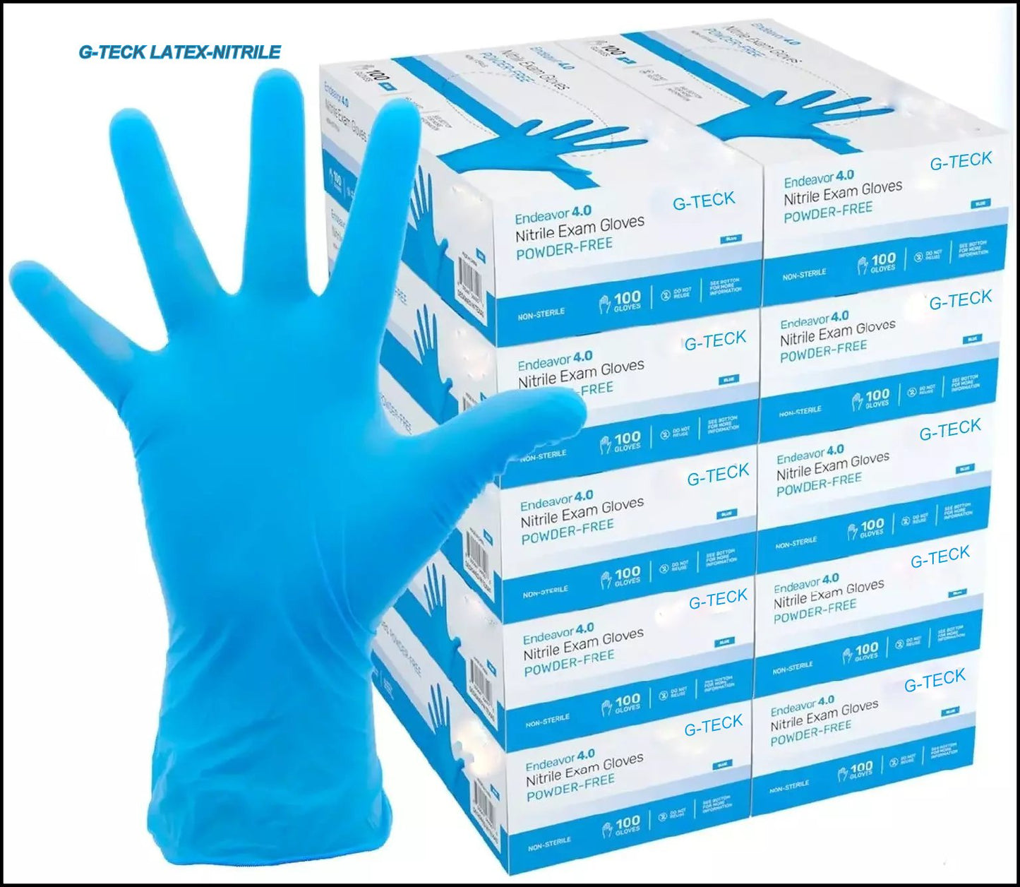 Blue nitrile gloves