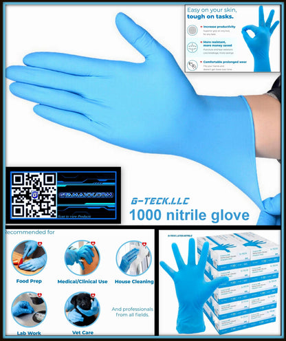 Blue nitrile gloves