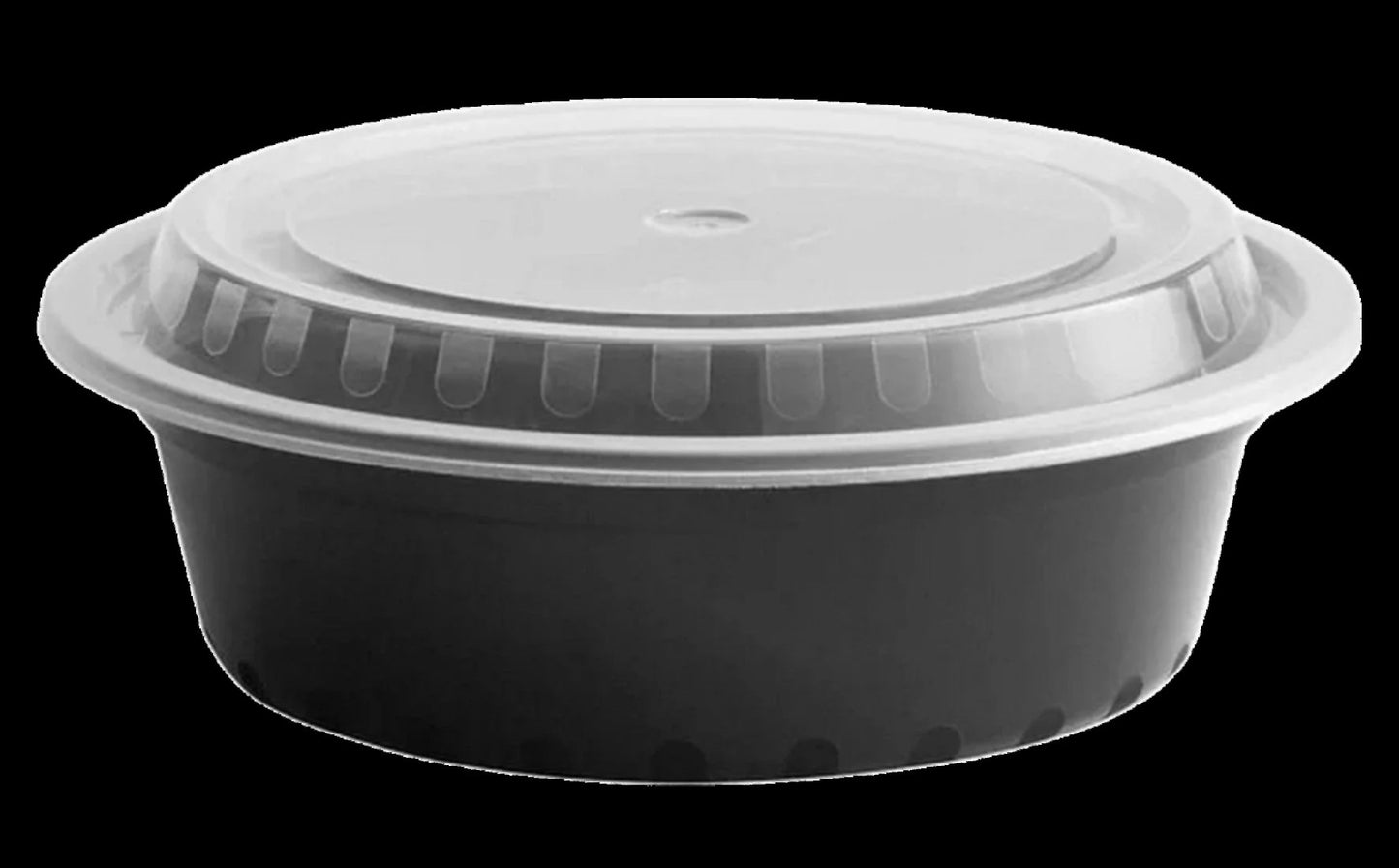 32 oz black microwavable containers and lids combo