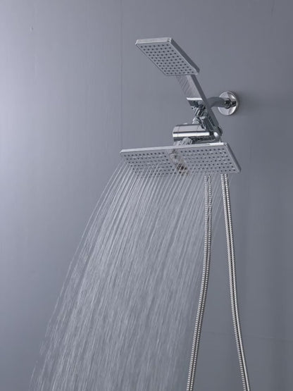 G-TECK Rectangular Double shower head with handheld