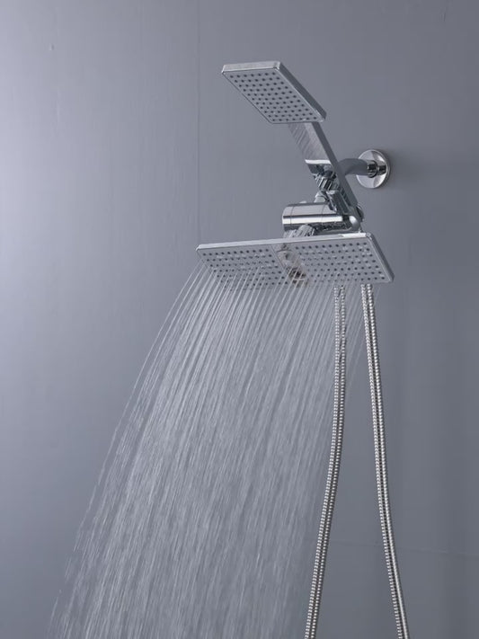 G-TECK Rectangular Double shower head with handheld